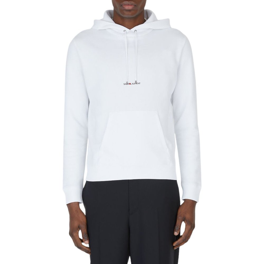 Saint Laurent Logo Hooded Sweater - White